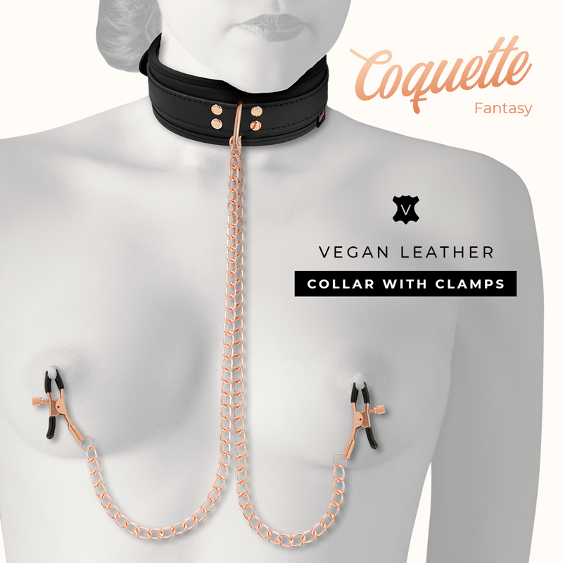 COQUETTE CHIC DESIRE - FANTASY COLLAR CON PINZAS PEZONES CON FORRO DE NEOPRENO