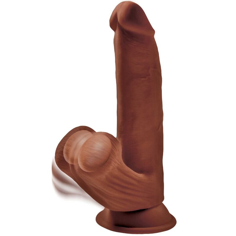 KING COCK - PLUS 3D DILDO SWINGING BALLS 24.5 CM MARRON