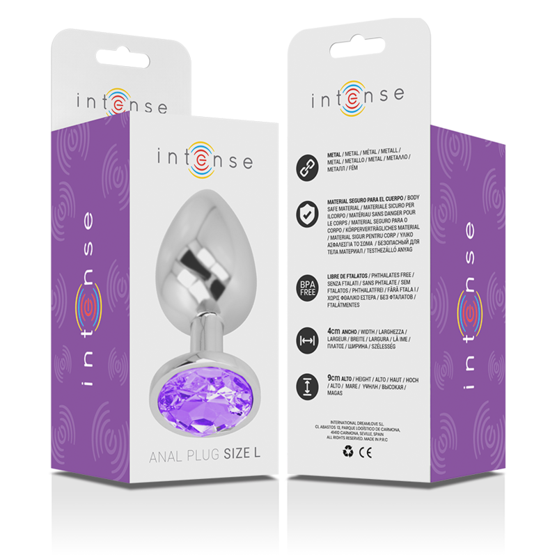 INTENSE - PLUG ANAL METAL ALUMINIO CON CRISTAL VIOLETA TALLA L