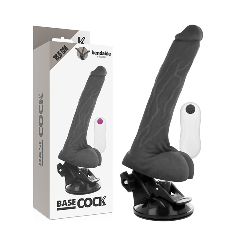 BASECOCK - VIBRADOR ARTICULABLE CONTROL REMOTO NEGRO 18.5 CM -O- 4 CM