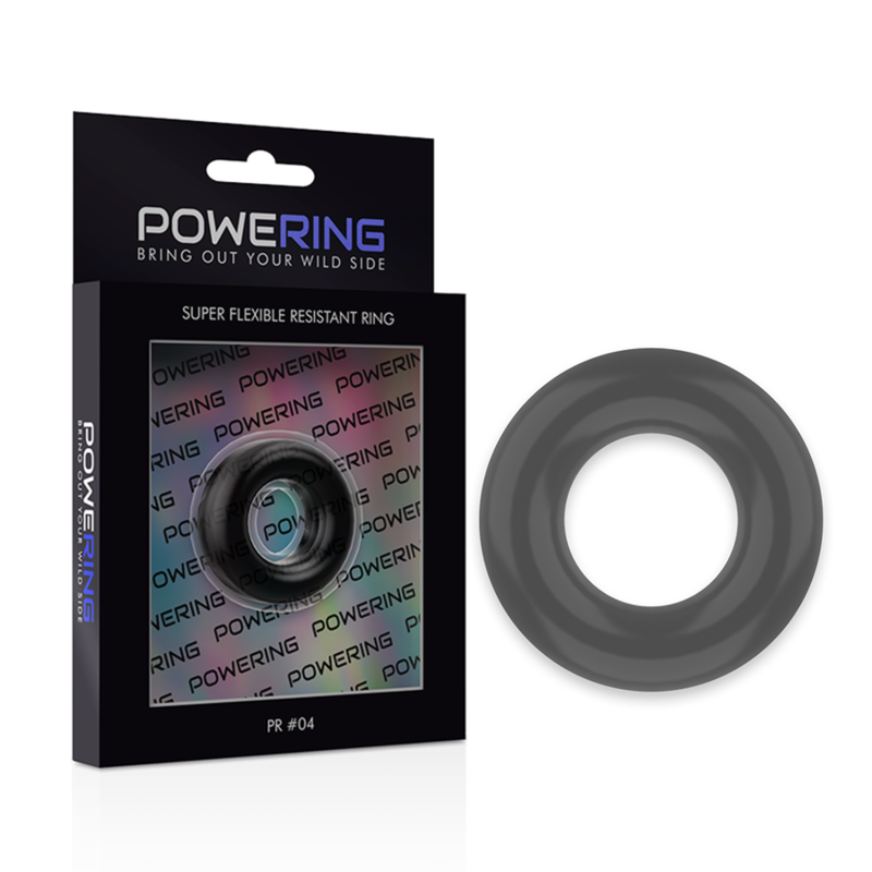 POWERING - SUPER FLEXIBLE Y RESISTENTE ANILLO PENE  3.8CM PR04 NEGRO