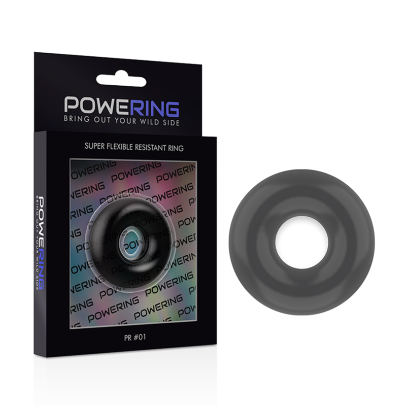 POWERING - SUPER FLEXIBLE Y RESISTENTE ANILLO PENE  3.5CM NEGRO