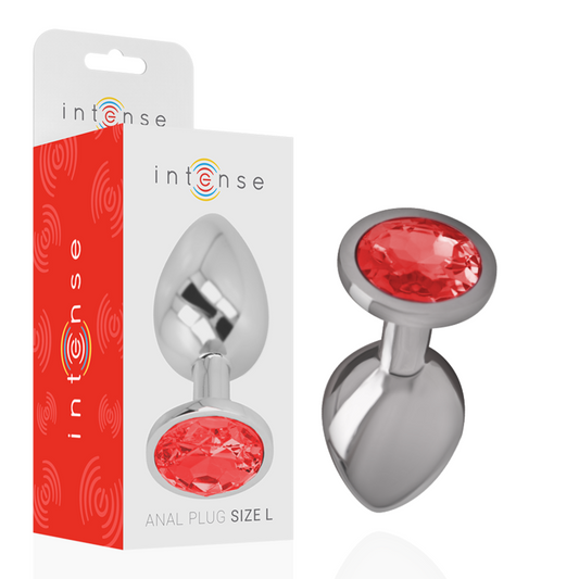 INTENSE - PLUG ANAL METAL ALUMINIO CON CRISTAL ROJO TALLA L