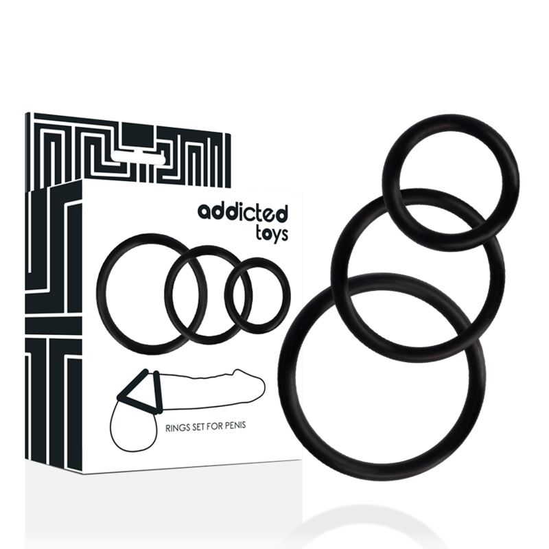 ADDICTED TOYS - SET ANILLOS PENE NEGRO