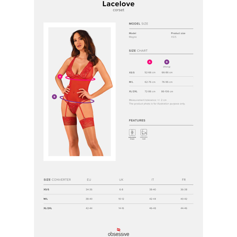 OBSESSIVE - LACELOVE CORSET ROJO XS/S