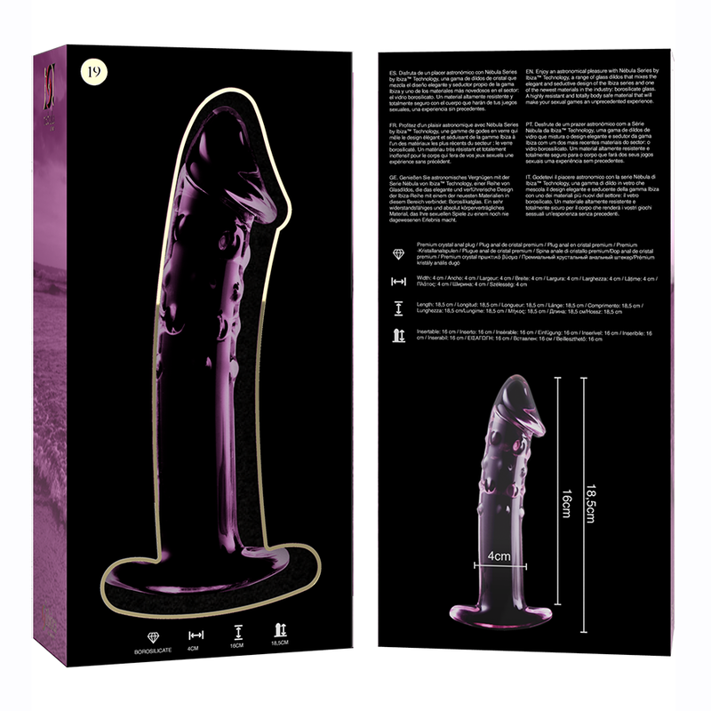 NEBULA SERIES BY IBIZA - MODELO 19 DILDO CRISTAL BOROSILICATO TRANSPARENTE 18.5 CM -O- 4 CM