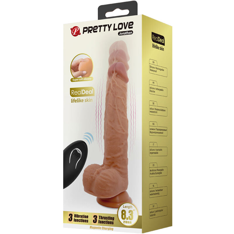 PRETTY LOVE - JONATHAN DILDO SILICONA 3 VIBRACIONES + 3 MEDIDAS INSERCIÓN CONTROL REMOTO 21 CM