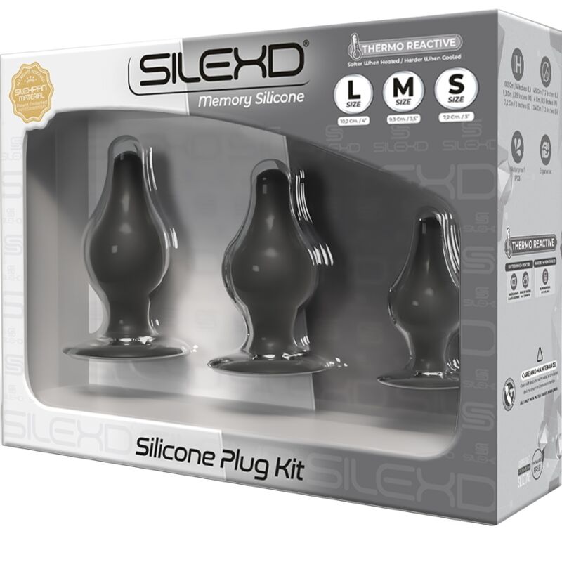 SILEXD - KIT PLUG ANAL SILICONA PREMIUM SILEXPAN TERMORREACTIVO TALLA S / M / L