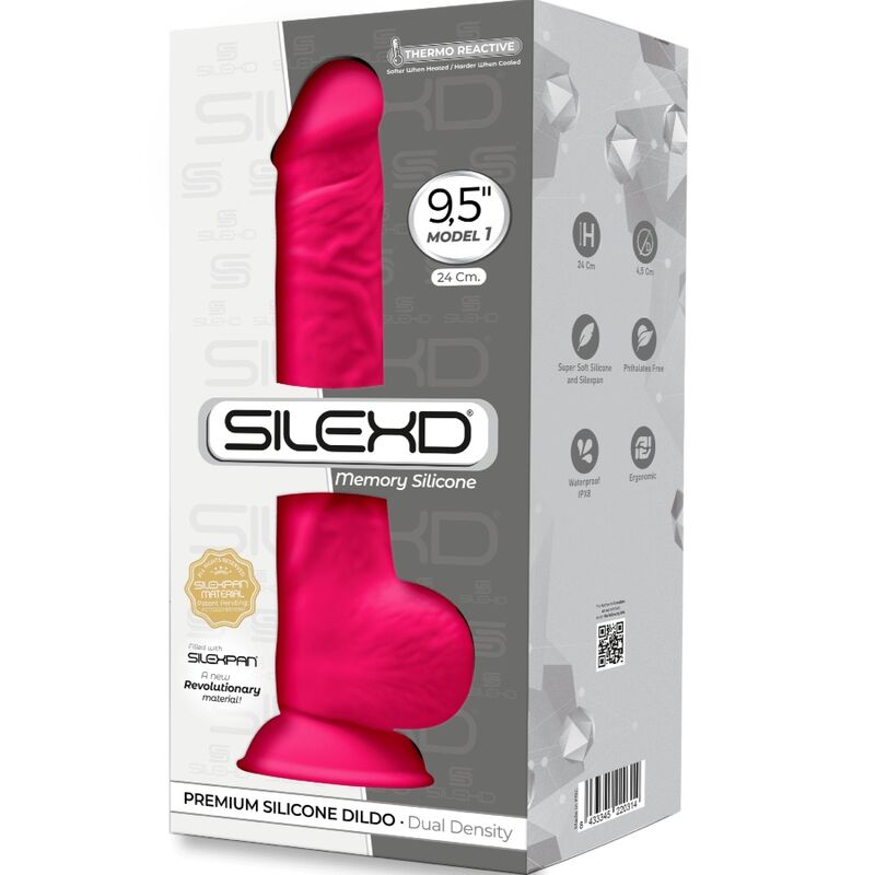 SILEXD - MODELO 1 PENE REALISTICO SILICONA PREMIUM SILEXPAN FUCSIA 24 CM