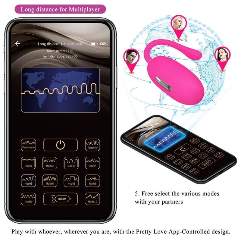 PRETTY LOVE - DOREEN HUEVO VIBRADOR RECARGABLE MAGENTA CONTROL REMOTO