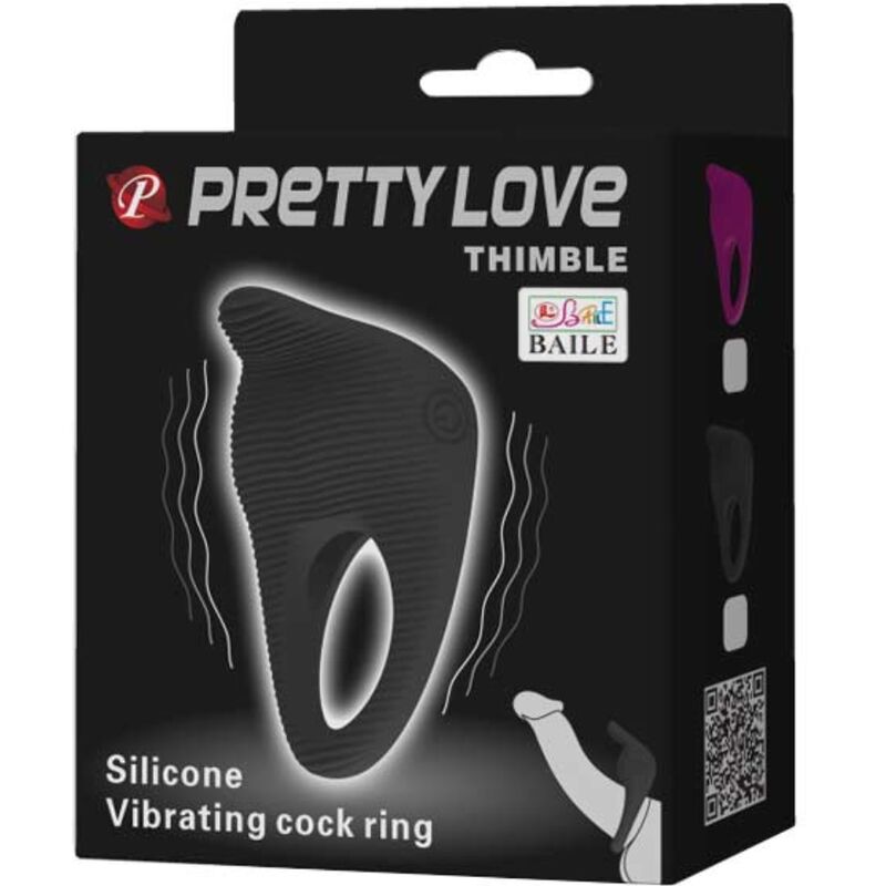 PRETTY LOVE - ANILLO VIBRADOR THIMBLE NEGRO