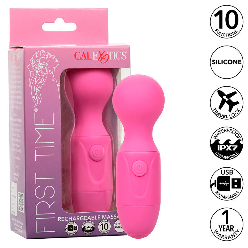 CALEXOTICS - FIRST TIME MASAJEADOR RECARGABLE 10 VIBRACIONES ROSA