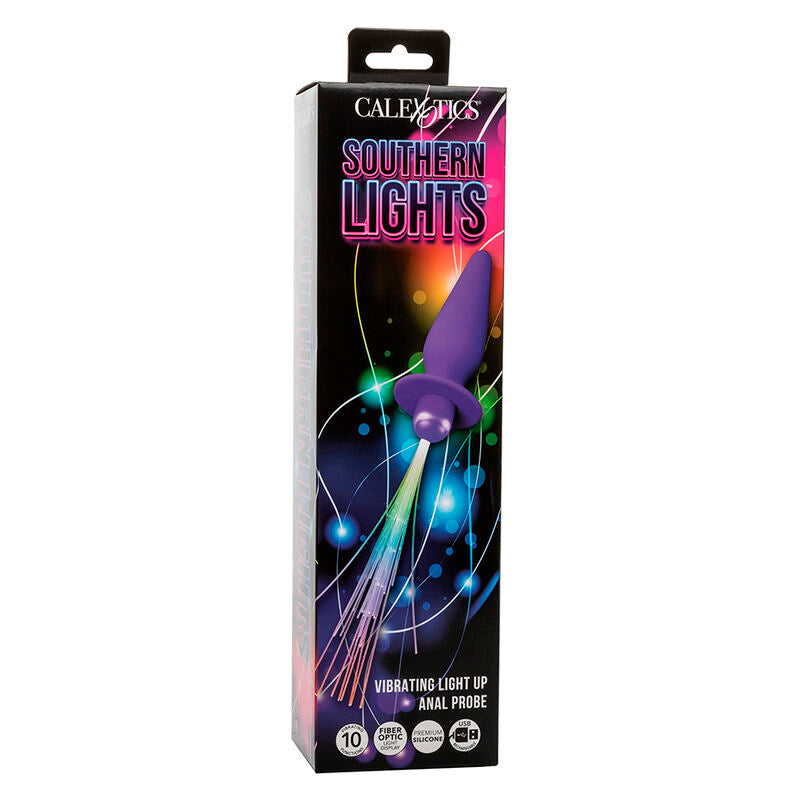 CALEXOTICS - SOUTHERN LIGHTS LIGHT UP PLUG ANAL CON LUCES 10 VIBRACIONES SILICONA VIOLETA