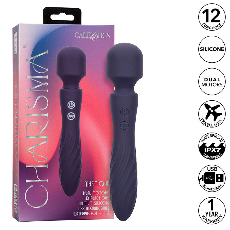 CALEXOTICS - CHARISMA MYSTIQUE MASAJEADOR DOBLE MOTOR 12 FUNCIONES 21,5 CM X 4,5 CM MORADO