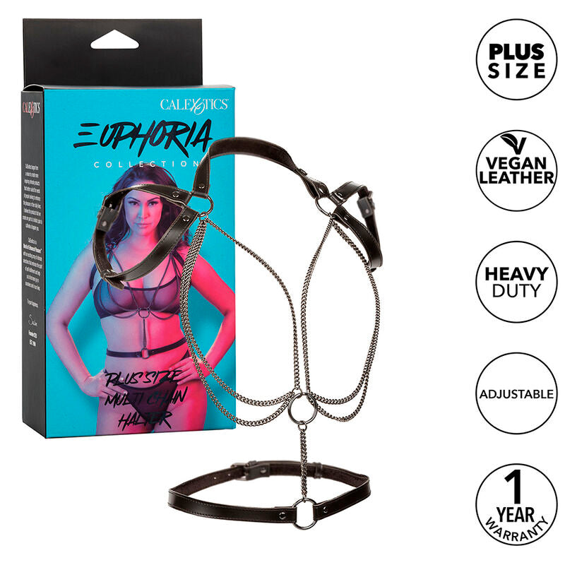 CALEXOTICS - EUPHORIA ARNÉS ESTILO CABESTRO CON MÚLTIPLES CADENAS PREMIUM TALLA PLUS