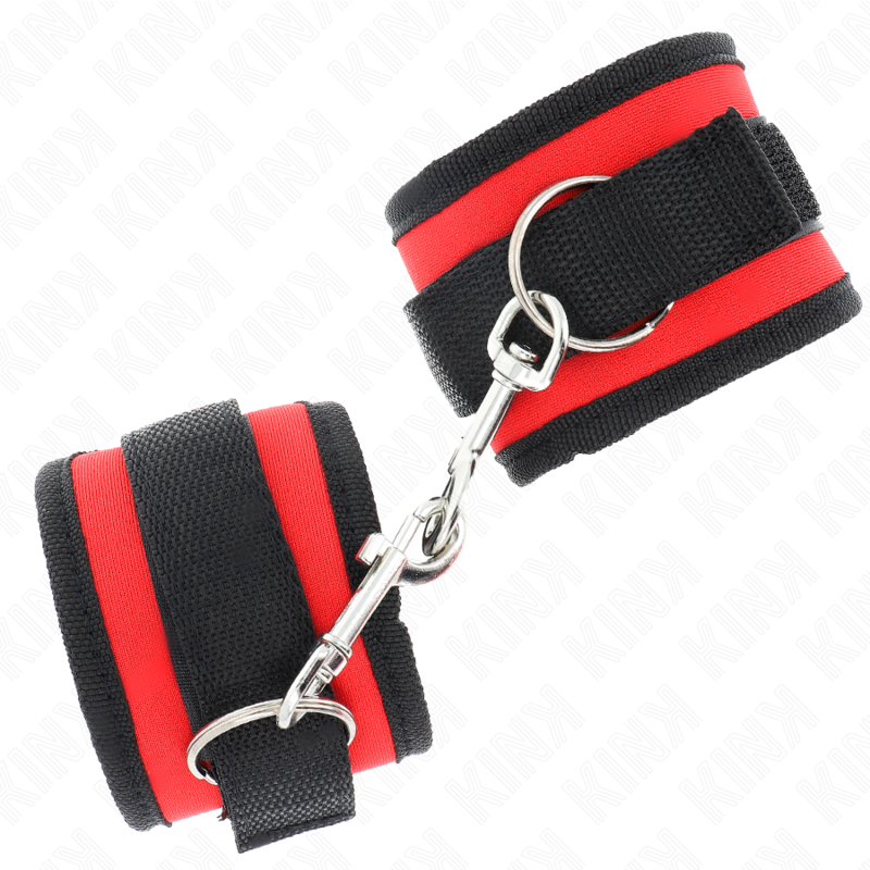 KINK - MUÑEQUERAS NYLON ROJO-NEGRO MODELO 2 AJUSTABLE 18-35 CM X 6 CM