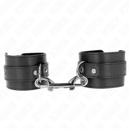 KINK - MUÑEQUERAS SIMPLES CON FILA DE REMACHES Y HEBILLA GRANDE NEGRO AJUSTABLE 17-28 CM X 5 CM