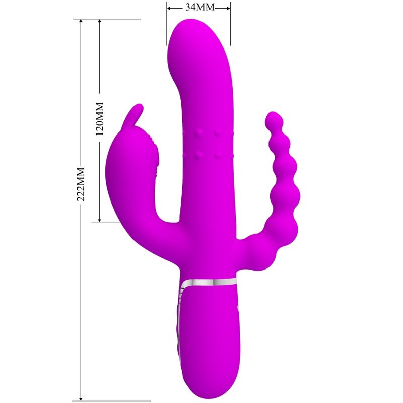 PRETTY LOVE - CAMMY TRIPLE VIBRADOR MULTIFUNCIÓN 4 EN 1 ROSA