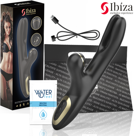 IBIZA - VIBRADOR  HI-TECH RABITT POR ONDAS CLITORIALES Y  DOBLE PINCHING NEGRO