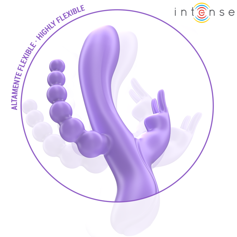 INTENSE - MIKO TRIPLE VIBRADOR RABBIT & ESTIMULADOR & ANAL 7 VIBRACIONES MORADO