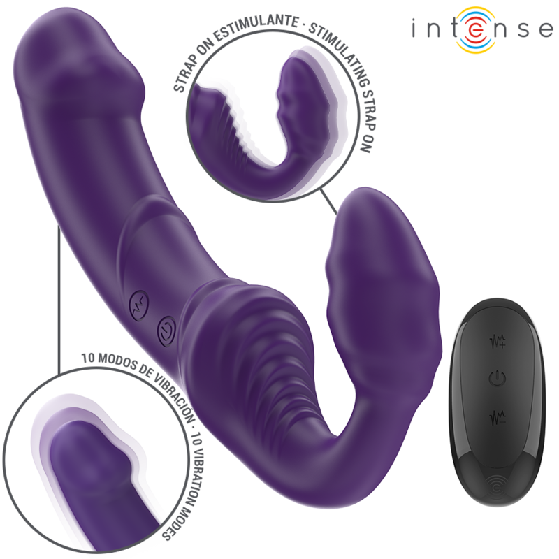 INTENSE - JILL VIBRADOR DOBLE 20 CM VIOLETA CONTROL REMOTO