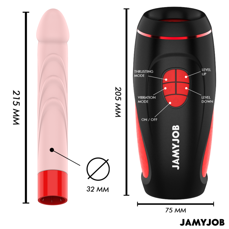 JAMYJOB - PYSTON BASE MASTURBADOR AUTOMÁTICO CON DILDO CONTROL REMOTO