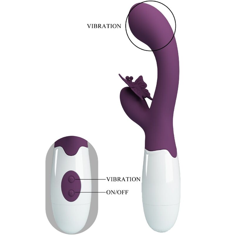 PRETTY LOVE - BUTTERFLY KISS VIBRADOR RABBIT & ESTIMULADOR PUNTO G MORADO