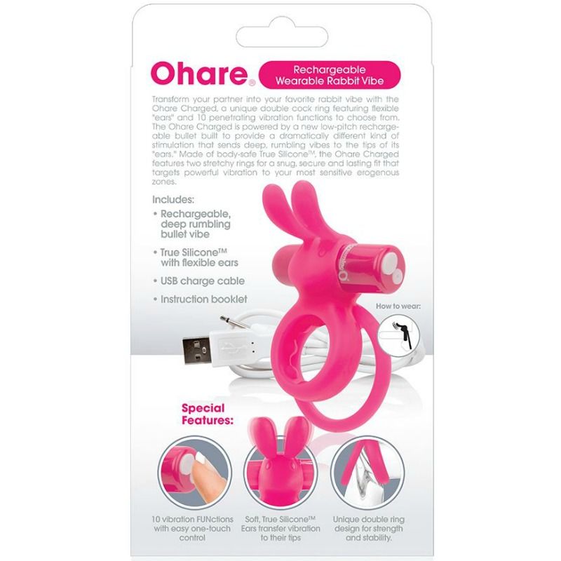 SCREAMING O - ANILLO DOBLE RECARGABLE CON RABBIT HARE ROSA