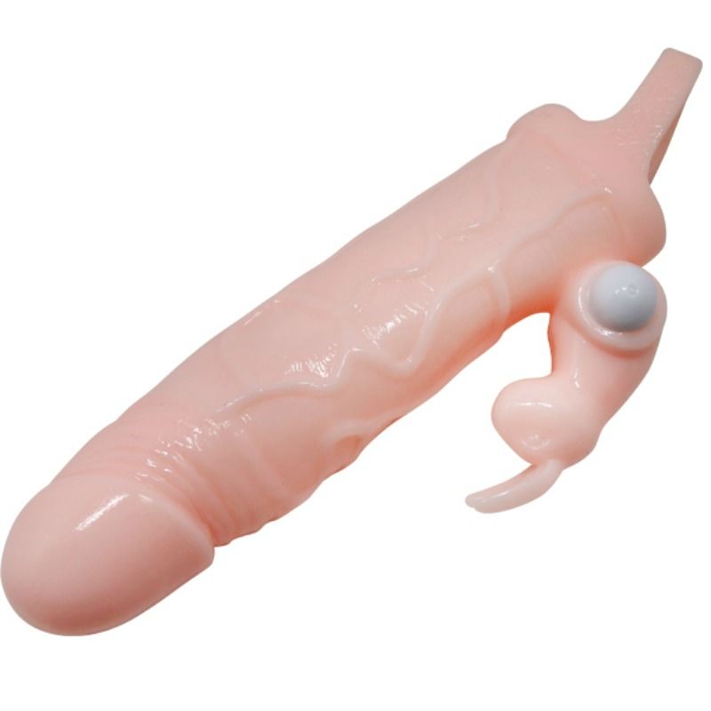 BAILE - BRAVE MAN FUNDA PENE CON RABBIT VIBRADOR 16.5 CM NATURAL