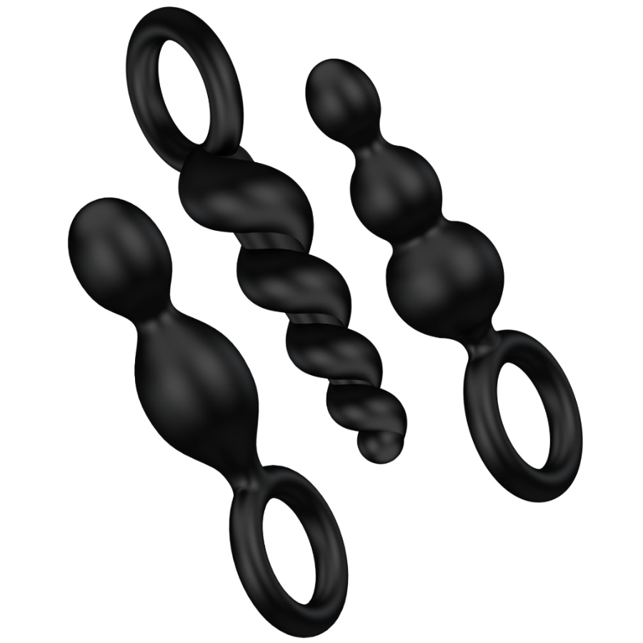 SATISFYER - ANAL PLUGS SET 3 PCS NEGRO