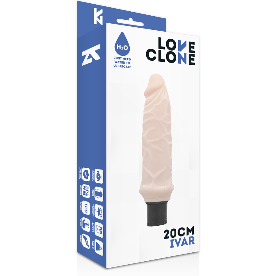 LOVECLONE - IVAR SELF LUBRICATION VIBRADOR 20 CM -O- 3.7 CM