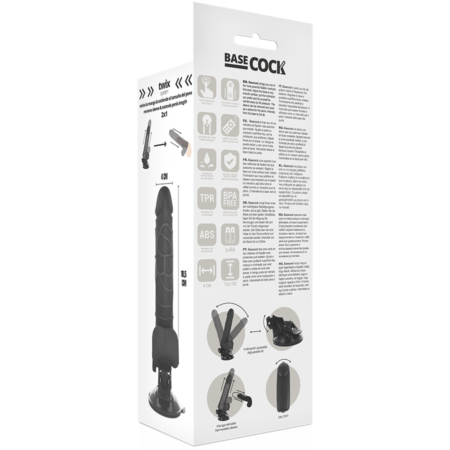 BASECOCK - VIBRADOR REALISTICO CONTROL REMOTO NATURAL 18.5 CM -O- 4CM