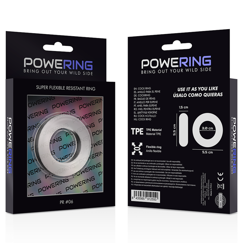 POWERING - SUPER FLEXIBLE Y RESISTENTE ANILLO PENE  5.5CM PR06 CLEAR