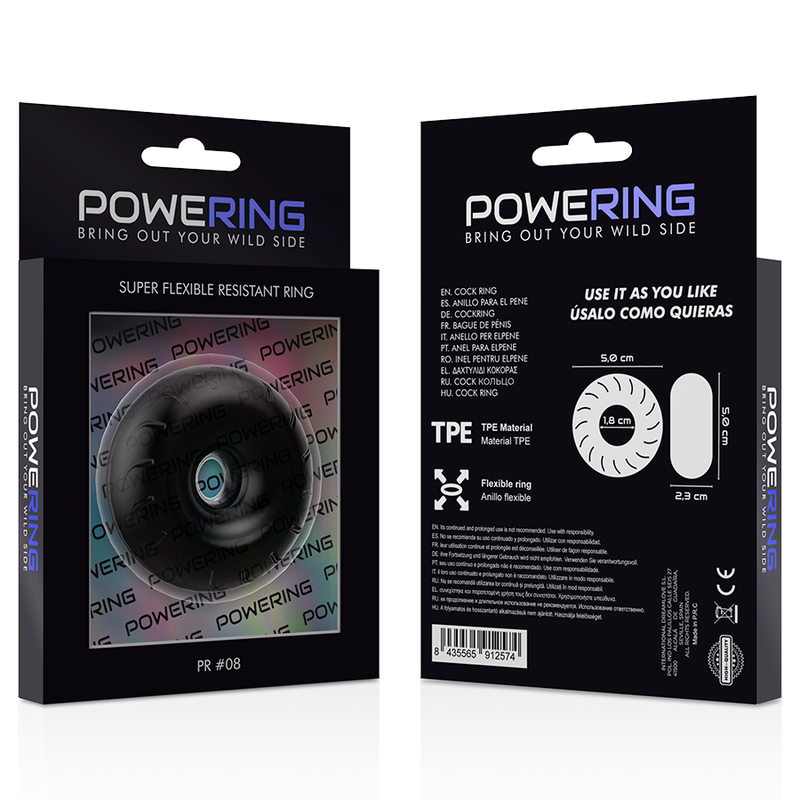 POWERING - SUPER FLEXIBLE Y RESISTENTE ANILLO PENE  5CM PR08 NEGRO